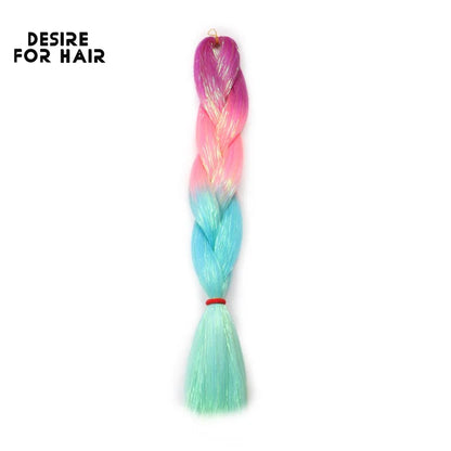 Desire for Hair 24inch Synthetic Braiding Hair Mix Tinsel Bling Bling Red Christmas Color Synthetic Hair Extensions Jumbo Braids