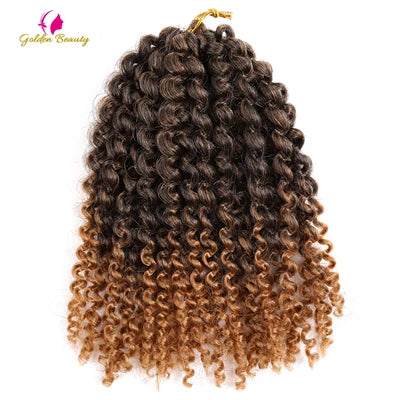 8" 12" Afro Kinky Twist Crochet Braids Synthetic Bohemian Curly Braiding Hair Extension Ombre Marley Crochet Hair Golden Beauty