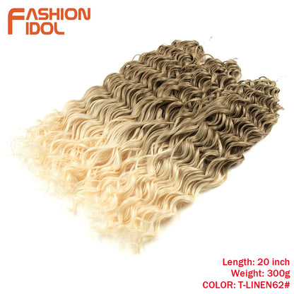 FASHION IDOL Deep Wave Twist Crochet Hair Synthetic Afro Curly Crochet Braids Ombre Orange Braiding Hair Extensions For Women