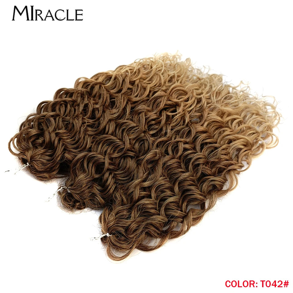 MIRACLE Afro Curly Hair Extensions 20 Inch Twist  Crochet Hair Braids Synthetic Fake Hair Deep Wave Braiding Hair for Women