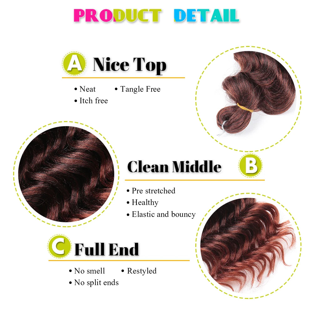 Synthetic Afro Curly Ocean Wave Crochet Hair 10Inches Freetress Water Wave Braiding Hair Crochet Braid Extensions for Women