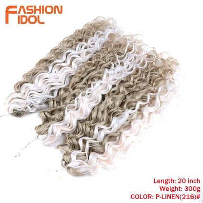 FASHION IDOL Deep Wave Twist Crochet Hair Synthetic Afro Curly Crochet Braids Ombre Orange Braiding Hair Extensions For Women