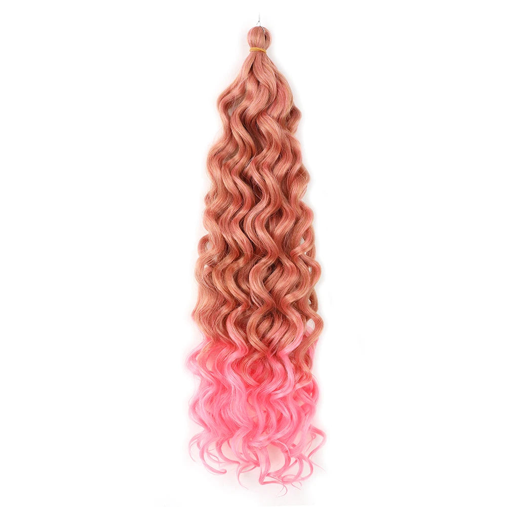 Curly Crochet Hair Extesion Synthetic Hair 18 Inch Hawaii Ocean Wave Braiding Hair Goddess Locs Boho Style Hairpiece For Women