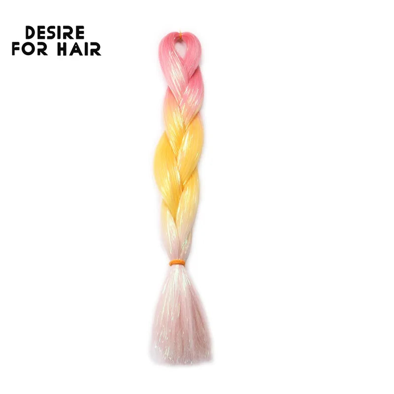 Desire for Hair 24inch Synthetic Braiding Hair Mix Tinsel Bling Bling Red Christmas Color Synthetic Hair Extensions Jumbo Braids