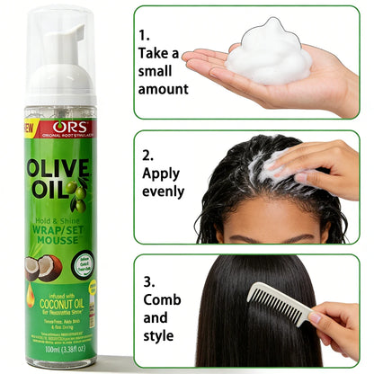 100ml Curly Hair Mousse Strong Hold Olive Oil Hair Styling Foam Anti-Frizz Wig Styling Mousse for Women Men