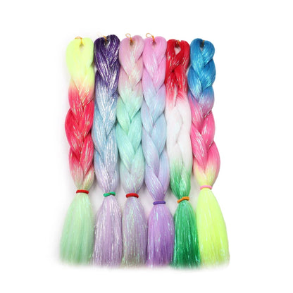 Desire for Hair 24inch Synthetic Braiding Hair Mix Tinsel Bling Bling Red Christmas Color Synthetic Hair Extensions Jumbo Braids