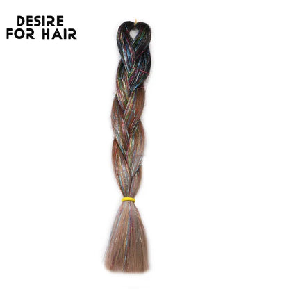 Desire for Hair 24inch Synthetic Braiding Hair Mix Tinsel Bling Bling Red Christmas Color Synthetic Hair Extensions Jumbo Braids