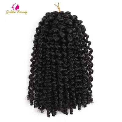 8" 12" Afro Kinky Twist Crochet Braids Synthetic Bohemian Curly Braiding Hair Extension Ombre Marley Crochet Hair Golden Beauty