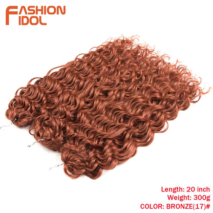 FASHION IDOL Deep Wave Twist Crochet Hair Synthetic Afro Curly Crochet Braids Ombre Orange Braiding Hair Extensions For Women
