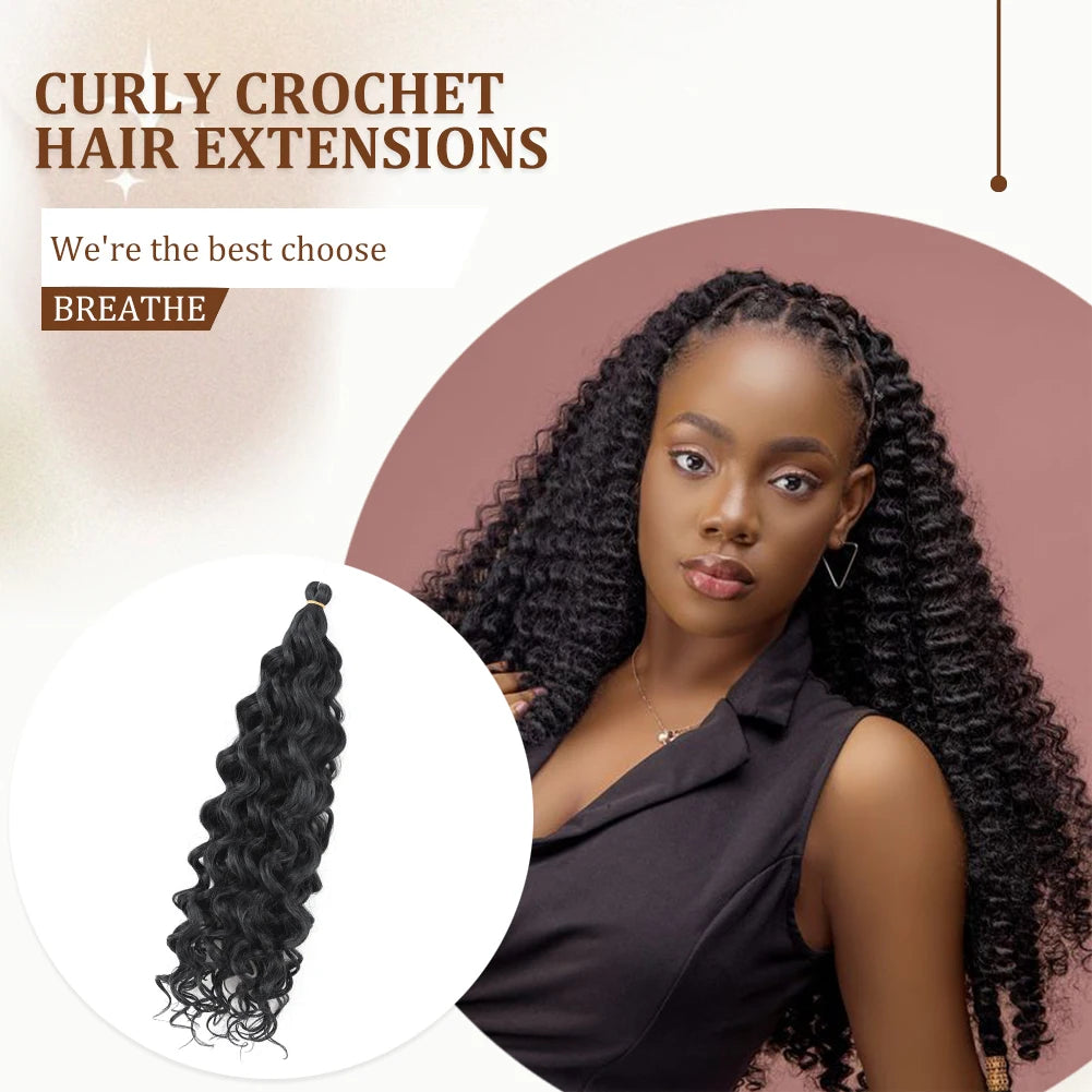 Curly Crochet Hair Extesion Synthetic Hair 18 Inch Hawaii Ocean Wave Braiding Hair Goddess Locs Boho Style Hairpiece For Women