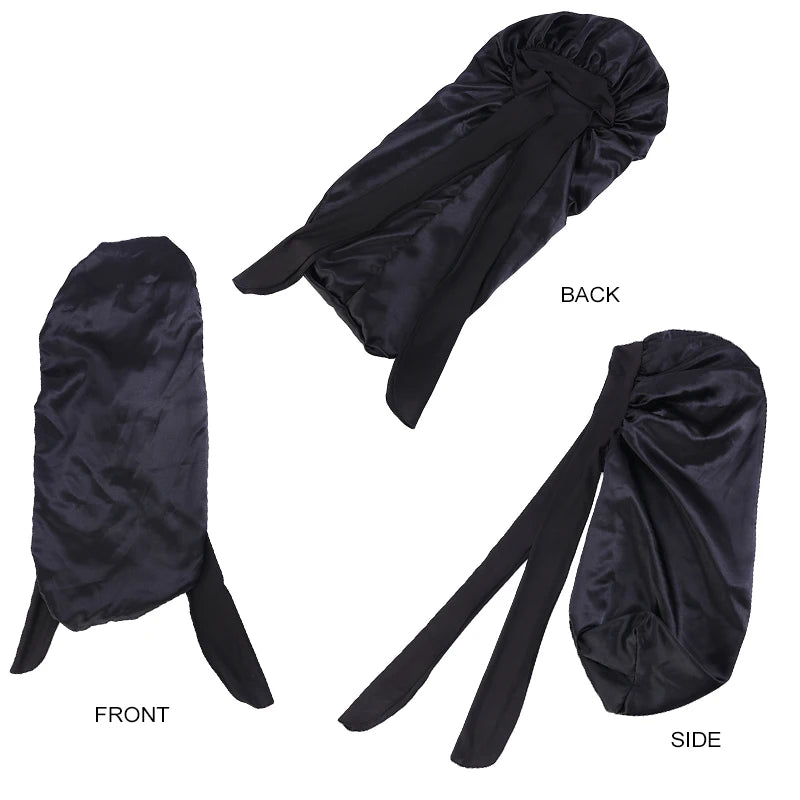 Solid Color Bowknot Braid Bonnet Classic Long Satin Bonnets Soft Sleeping Night Cap Breathable Hair Bonnets For Women Daily Use