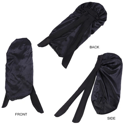 Solid Color Bowknot Braid Bonnet Classic Long Satin Bonnets Soft Sleeping Night Cap Breathable Hair Bonnets For Women Daily Use
