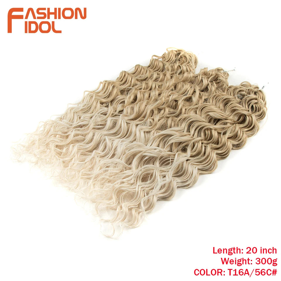FASHION IDOL Deep Wave Twist Crochet Hair Synthetic Afro Curly Crochet Braids Ombre Orange Braiding Hair Extensions For Women