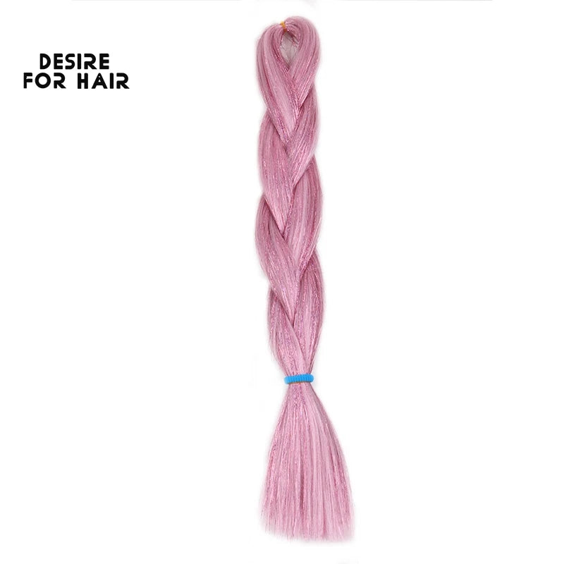 Desire for Hair 24inch Synthetic Braiding Hair Mix Tinsel Bling Bling Red Christmas Color Synthetic Hair Extensions Jumbo Braids