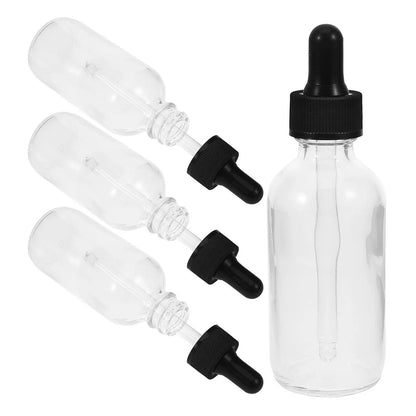 4Pcs Essential Oil Dropper Bottles Transparent Plastic Refillable Leakproof Bottles Perfect for Travel Aromatherapy Massage Hair