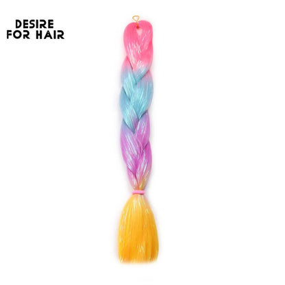 Desire for Hair 24inch Synthetic Braiding Hair Mix Tinsel Bling Bling Red Christmas Color Synthetic Hair Extensions Jumbo Braids