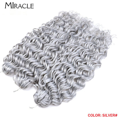 MIRACLE Afro Curly Hair Extensions 20 Inch Twist  Crochet Hair Braids Synthetic Fake Hair Deep Wave Braiding Hair for Women