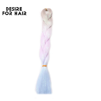 Desire for Hair 24inch Synthetic Braiding Hair Mix Tinsel Bling Bling Red Christmas Color Synthetic Hair Extensions Jumbo Braids