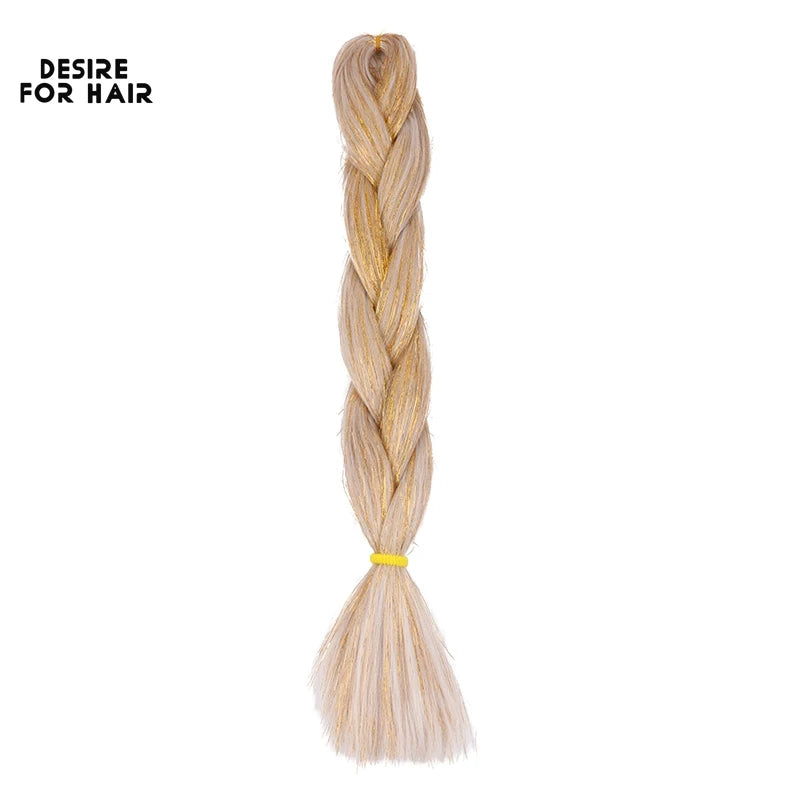 Desire for Hair 24inch Synthetic Braiding Hair Mix Tinsel Bling Bling Red Christmas Color Synthetic Hair Extensions Jumbo Braids