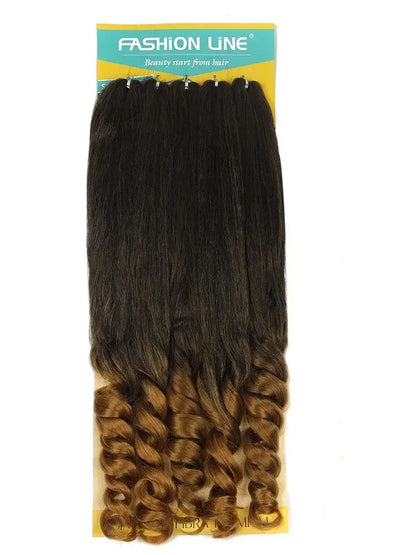 30inch 450g Synthetic Crochet Braiding Hair Extensions Tail French Curly For Women High Temperature Ombre Pre Stretched Hair