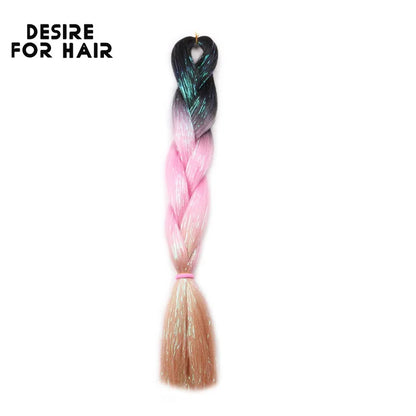 Desire for Hair 24inch Synthetic Braiding Hair Mix Tinsel Bling Bling Red Christmas Color Synthetic Hair Extensions Jumbo Braids