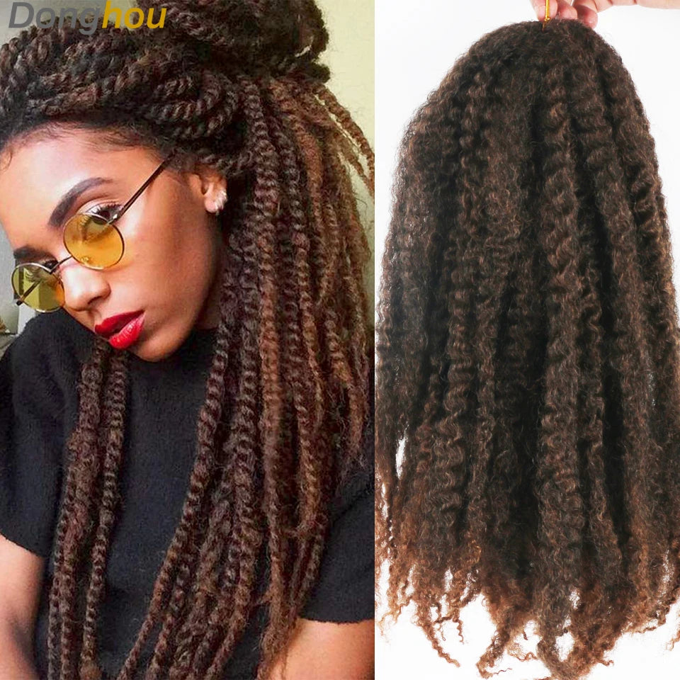 Marley Hair Faux Locs 18inch 100g Afro Kinky Crochet Hair 27 30 33 350 613 Bug 15Colors Ombre Synthetic Cuban Twist Marley Braid