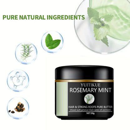 Rosemary mint hair and root strengthening pure butter, containing Jamaican black castor oil and biotin, a hair care essential.