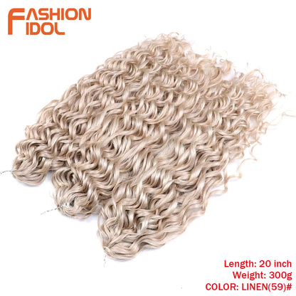 FASHION IDOL Deep Wave Twist Crochet Hair Synthetic Afro Curly Crochet Braids Ombre Orange Braiding Hair Extensions For Women