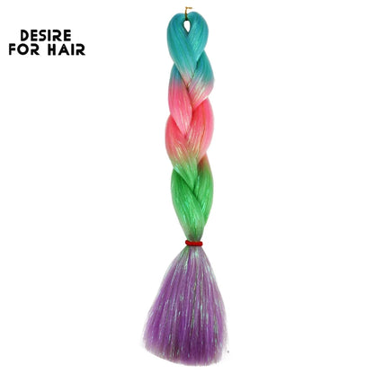 Desire for Hair 24inch Synthetic Braiding Hair Mix Tinsel Bling Bling Red Christmas Color Synthetic Hair Extensions Jumbo Braids