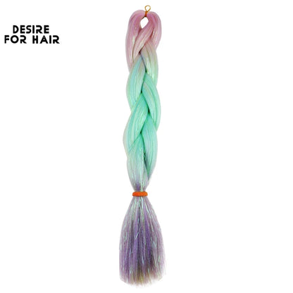 Desire for Hair 24inch Synthetic Braiding Hair Mix Tinsel Bling Bling Red Christmas Color Synthetic Hair Extensions Jumbo Braids