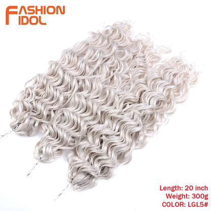 FASHION IDOL Deep Wave Twist Crochet Hair Synthetic Afro Curly Crochet Braids Ombre Orange Braiding Hair Extensions For Women