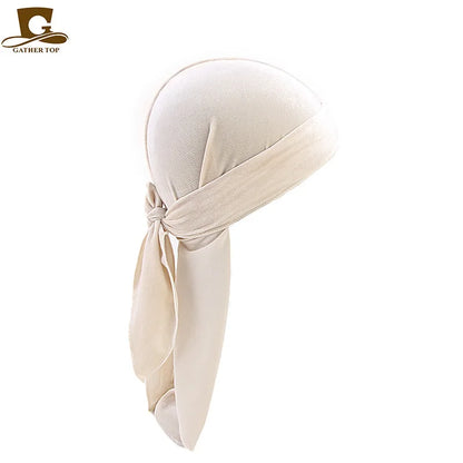 Unisex Men Women Velvet Durags Bandana Turban do doo du rag long tail Biker headwrap Headband Pirate Hat Hair Accessories