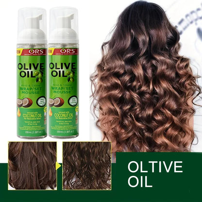 100ml Curly Hair Mousse Strong Hold Olive Oil Hair Styling Foam Anti-Frizz Wig Styling Mousse for Women