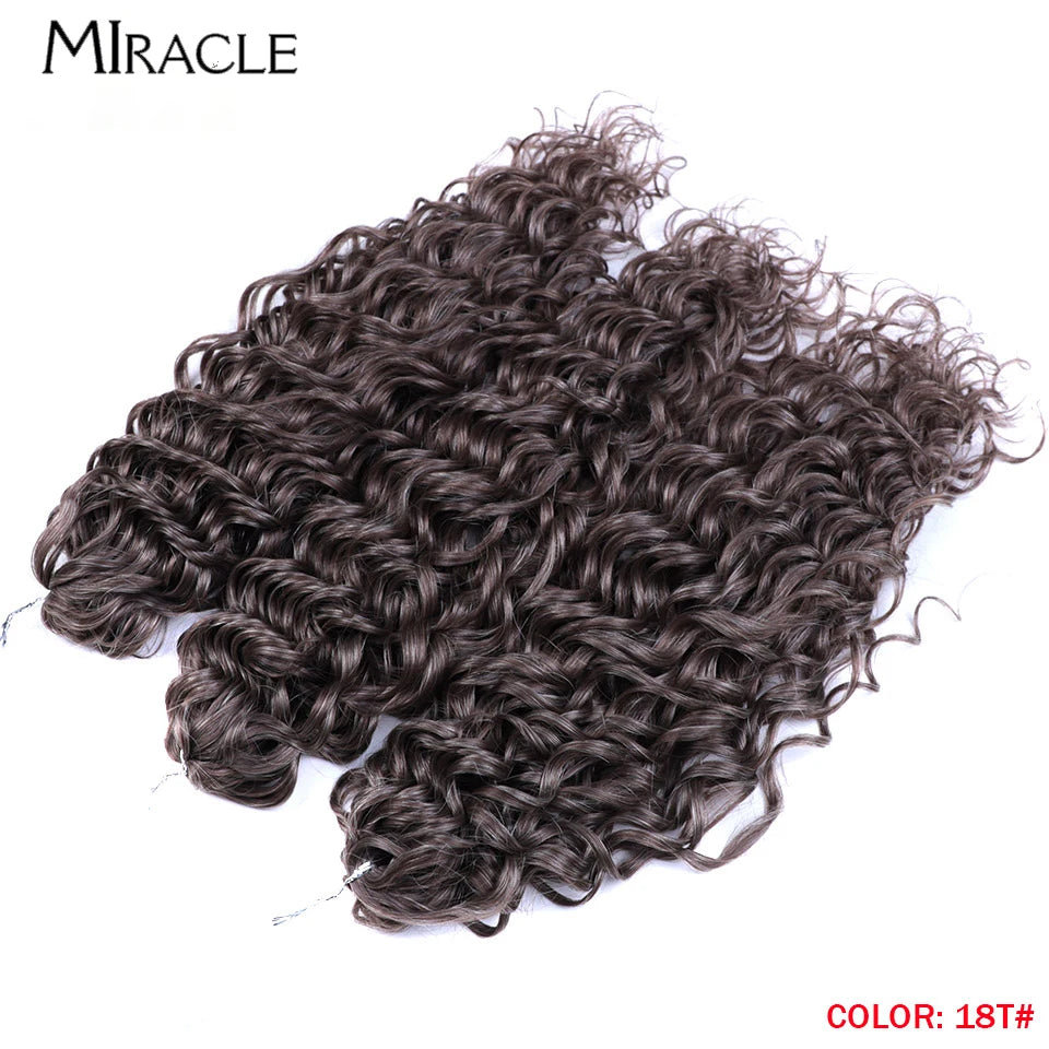 MIRACLE Afro Curly Hair Extensions 20 Inch Twist  Crochet Hair Braids Synthetic Fake Hair Deep Wave Braiding Hair for Women