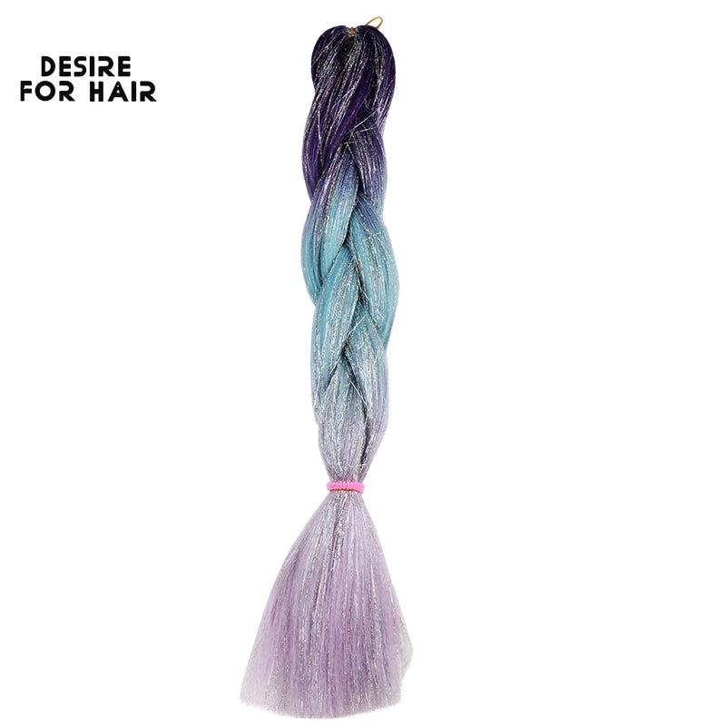 Desire for Hair 24inch Synthetic Braiding Hair Mix Tinsel Bling Bling Red Christmas Color Synthetic Hair Extensions Jumbo Braids
