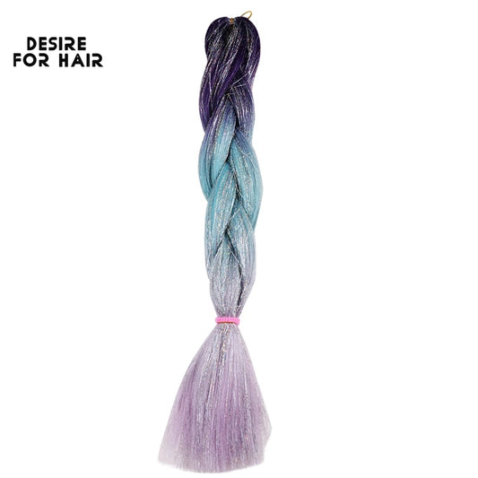 Desire for Hair 24inch Synthetic Braiding Hair Mix Tinsel Bling Bling Red Christmas Color Synthetic Hair Extensions Jumbo Braids