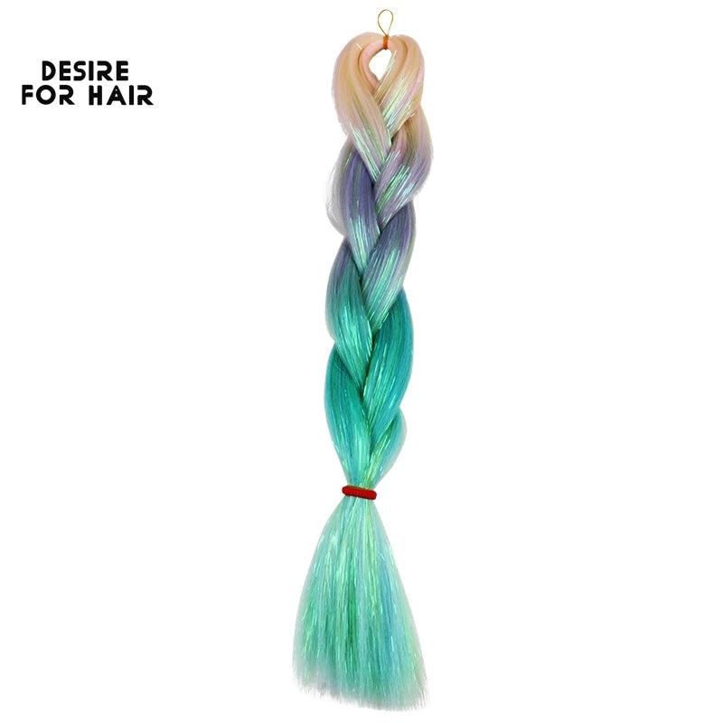 Desire for Hair 24inch Synthetic Braiding Hair Mix Tinsel Bling Bling Red Christmas Color Synthetic Hair Extensions Jumbo Braids