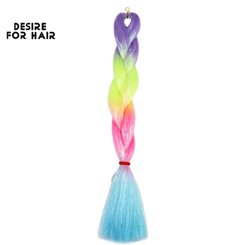 Desire for Hair 24inch Synthetic Braiding Hair Mix Tinsel Bling Bling Red Christmas Color Synthetic Hair Extensions Jumbo Braids