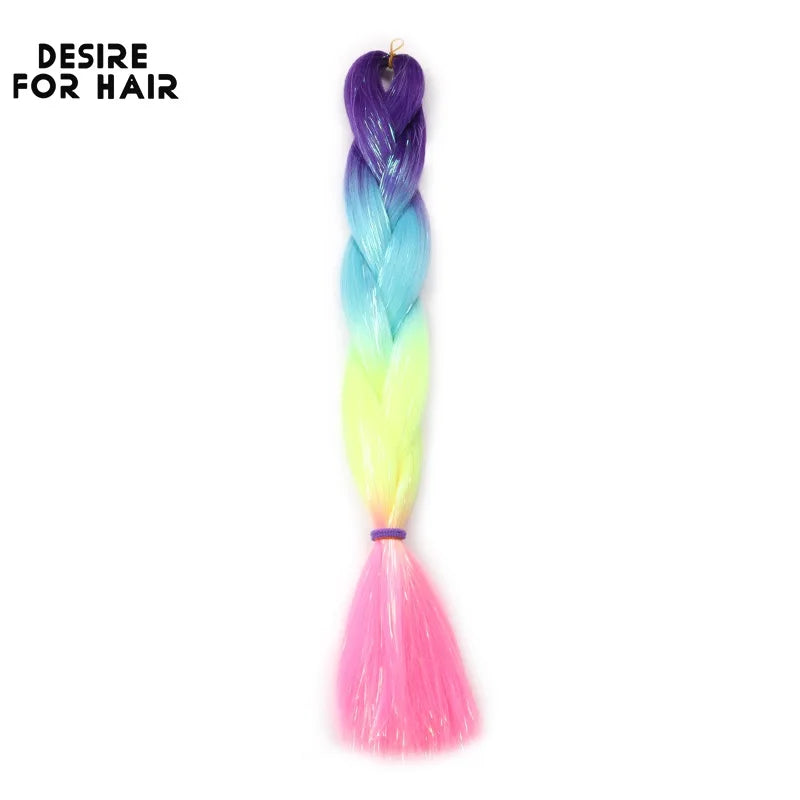 Desire for Hair 24inch Synthetic Braiding Hair Mix Tinsel Bling Bling Red Christmas Color Synthetic Hair Extensions Jumbo Braids
