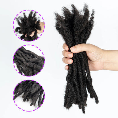 4-8inch 0.6cm Width Interlocking Locs Dreadlock Extensions Full Handmade Permanent Loc Extension Human Hair for Men/Women