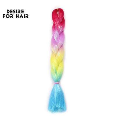 Desire for Hair 24inch Synthetic Braiding Hair Mix Tinsel Bling Bling Red Christmas Color Synthetic Hair Extensions Jumbo Braids