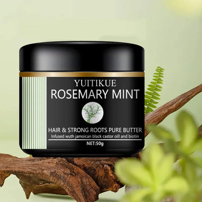 Rosemary mint hair and root strengthening pure butter, containing Jamaican black castor oil and biotin, a hair care essential.