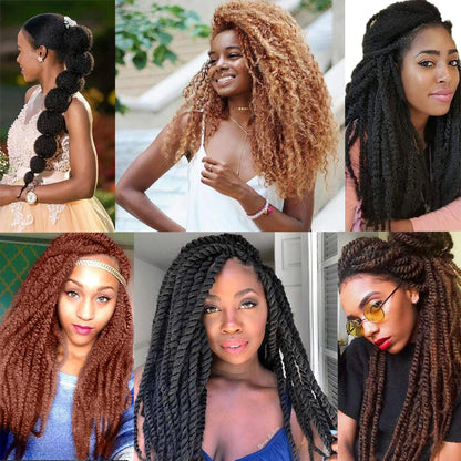 Marley Hair Faux Locs 18inch 100g Afro Kinky Crochet Hair 27 30 33 350 613 Bug 15Colors Ombre Synthetic Cuban Twist Marley Braid