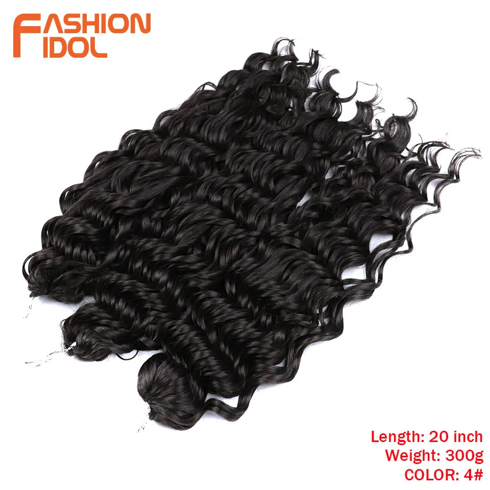 FASHION IDOL Deep Wave Twist Crochet Hair Synthetic Afro Curly Crochet Braids Ombre Orange Braiding Hair Extensions For Women