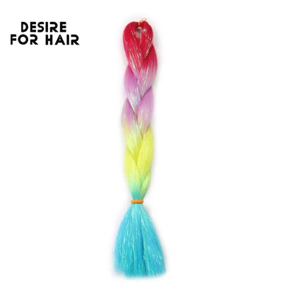 Desire for Hair 24inch Synthetic Braiding Hair Mix Tinsel Bling Bling Red Christmas Color Synthetic Hair Extensions Jumbo Braids