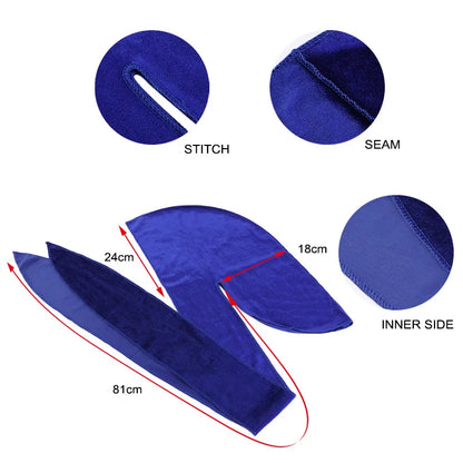 Unisex Men Women Velvet Durags Bandana Turban do doo du rag long tail Biker headwrap Headband Pirate Hat Hair Accessories