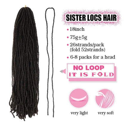 18 Inch Fake Hair Sister Locs Faux Locs Crochet Hair Accessories Synthetic Faux Locs Crochet Hair Extensions For Black Women