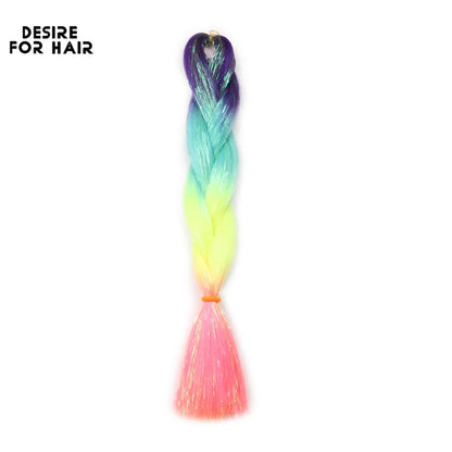 Desire for Hair 24inch Synthetic Braiding Hair Mix Tinsel Bling Bling Red Christmas Color Synthetic Hair Extensions Jumbo Braids