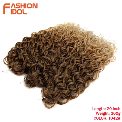 FASHION IDOL Deep Wave Twist Crochet Hair Synthetic Afro Curly Crochet Braids Ombre Orange Braiding Hair Extensions For Women