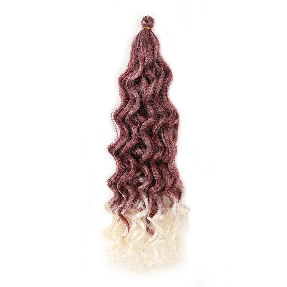 Curly Crochet Hair Extesion Synthetic Hair 18 Inch Hawaii Ocean Wave Braiding Hair Goddess Locs Boho Style Hairpiece For Women